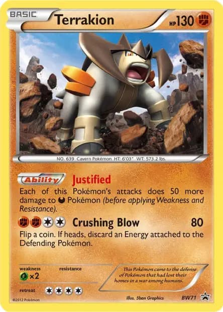 Terrakion — Black & White Black Star Promos